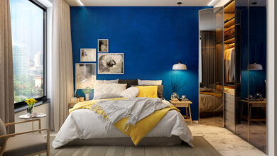 Blue and Yellow Bedroom
