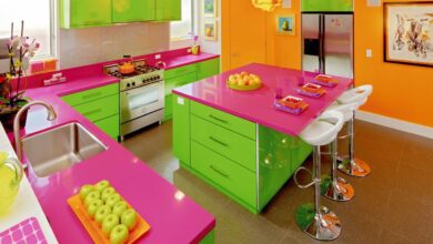 Pink and Green Kitchen