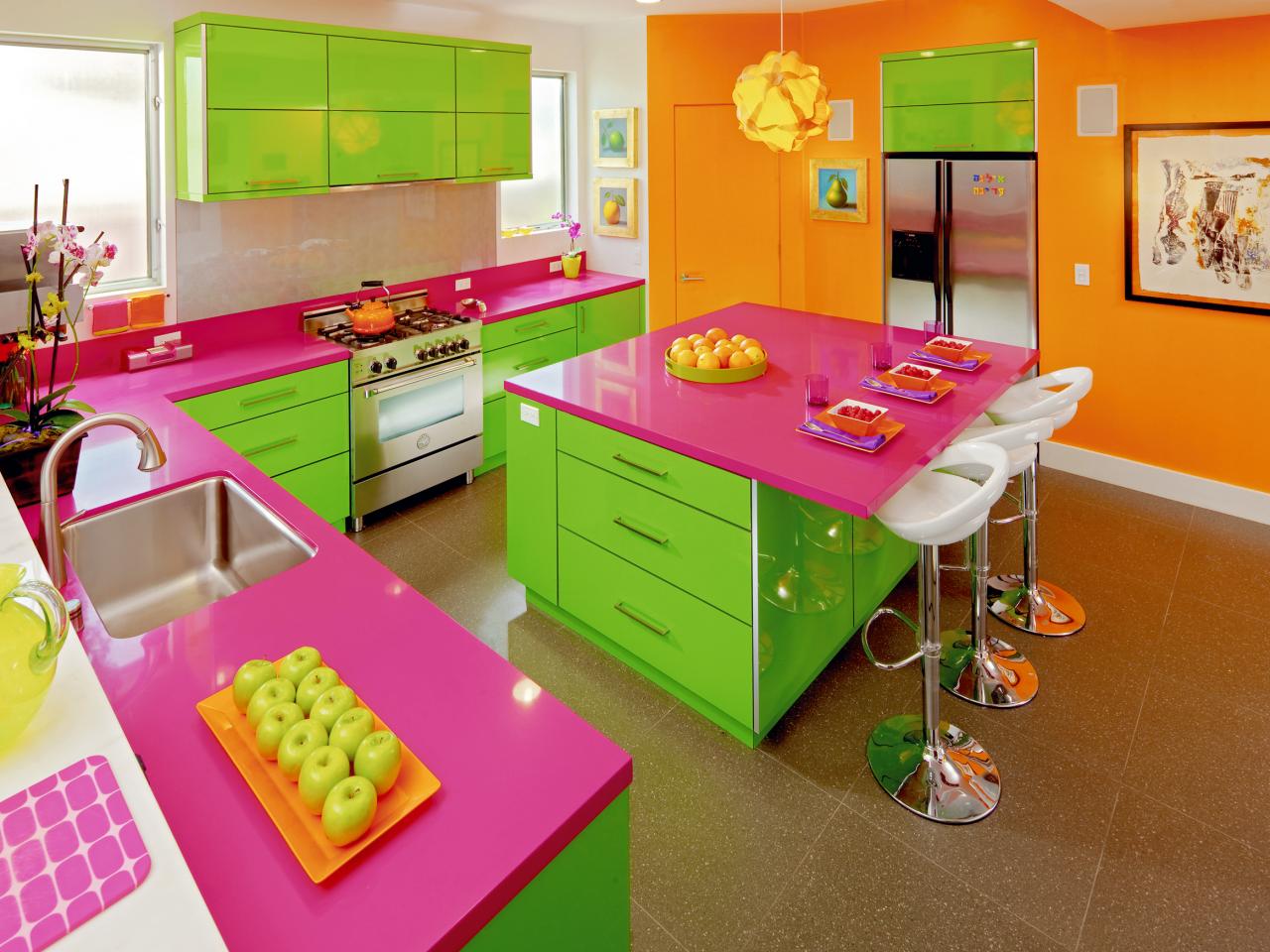 Pink and Green Kitchen