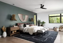 green feature wall bedroom