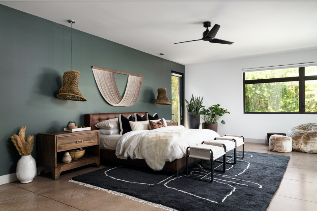 green feature wall bedroom
