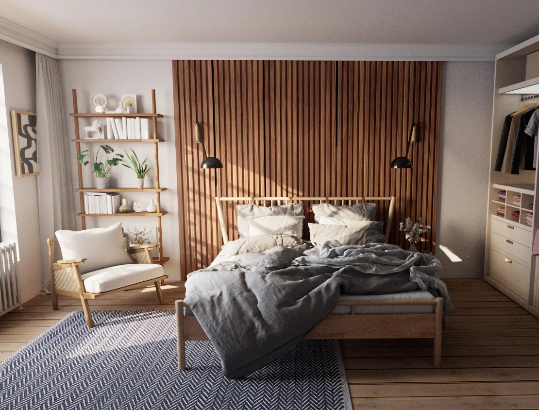 bedroom wood panelling